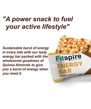 Fitspire Chocolate Banana Walnut Energy Bar - Vegan Gluten Free Sugar Free 100% Natural - 12 Pack of 35g | Perfect Healthy Snack - Buy Online on GoSupps.com