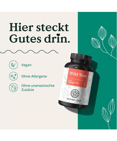 Nature Love Wild Yam Capsules - 180 Vegan Capsules High-Dose 880mg Extract (176mg Diosgenin) - Lab Tested No Additives Made in Germany - Buy Online on GoSupps.com