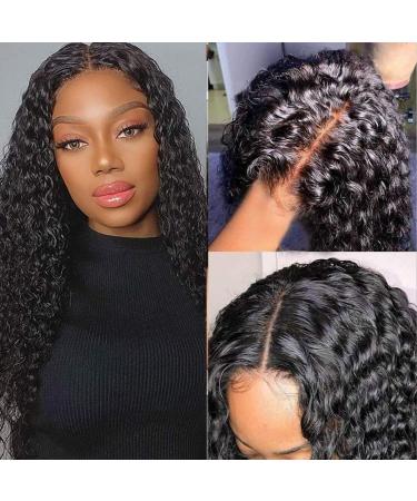 Hisakus Brazilian Curly Water Wave T Part Lace Front Wig 14 Inch - Human Hair Wet and Wavy Wig for Black Women - Pre Plucked with Baby Hair - Glueless Frontal - Pack of 1 - Buy Online on GoSupps.com