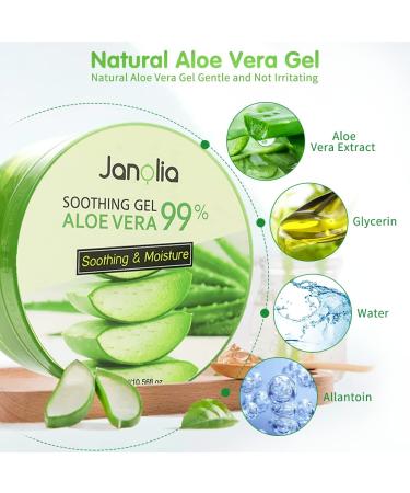 Janolia Aloe Vera Gel 300ml | Soothing Moisturizer for Face & Body | Natural Sunburn Relief & Self-Tanner | Pure Aloe Vera Extract - Buy Online on GoSupps.com