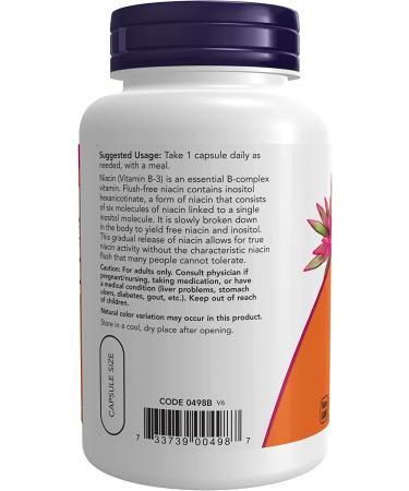 Now Foods Flush-Free Niacin 500mg - Double Strength 90 Veg Capsules | Optimize Health - Buy Online on GoSupps.com