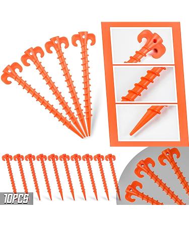 MotBach 10 Pack 7.9 Orange Canopy Stakes Tent Pegs - Heavy Duty Spiral Ground Anchors for Camping, Tarps, Hiking - Screw Shape, Sandbeach & Rain Resistant - Buy Online on GoSupps.com
