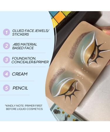 IMAKEUPNOW 3D Realistic Makeup Practice Face Board with Cleaning Brush | Eyeshadow Eyeliner Eyebrow Lash Mapping Model for Self-taught or Professional Artists - Buy Online on GoSupps.com