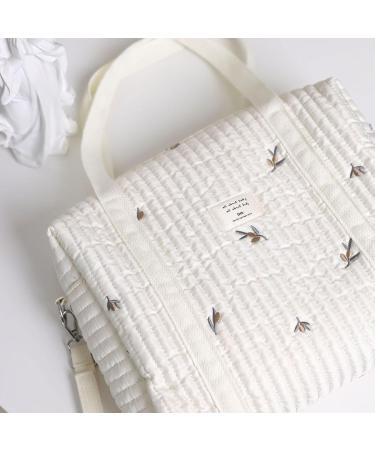 DJOWYH Cotton Embroidered Diaper Bag | Lightweight Portable Baby Carrier Bag with Stroller Hook | Stylish Mom Bag in Olive - Buy Online on GoSupps.com