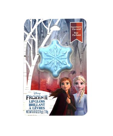 Taste Beauty (1) Disney Frozen II Lip Gloss - Snowberry Flavored - Light Blue Snowflake Shaped Flip Open Container - Net Wt. 0.1
