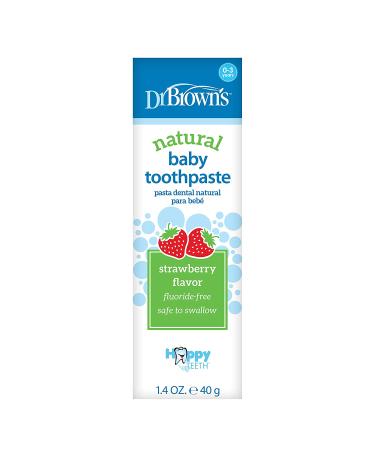 Dr. Brown's Strawberry Baby Toothpaste - Fluoride Free, Made in the USA - 1.4oz (0-3 years) - Buy Online on GoSupps.com