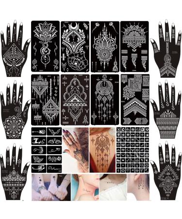 30 Sheets Henna Tattoo Kit Stencil, Glitter Temporary Tattoo