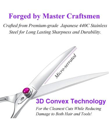 Professional Dog Grooming Scissors Shears - 7 Inch Rainbow Pet Hair Cutting Shears Japanese Stainless Steel Straight & Curved Blades for Cats & Dogs - Buy Online on GoSupps.com