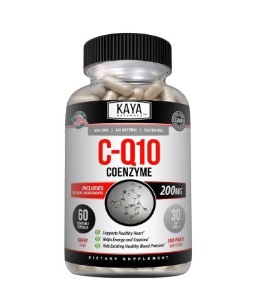 Kaya Naturals - CoQ10 Power Antioxidant Supplement for Vascular Heart Health Healthy Blood Pressure Levels and Immune Function - Restores Daily Cellular and Energy Production - 60 Veggie Capsules 60 Count (Pack of 1)