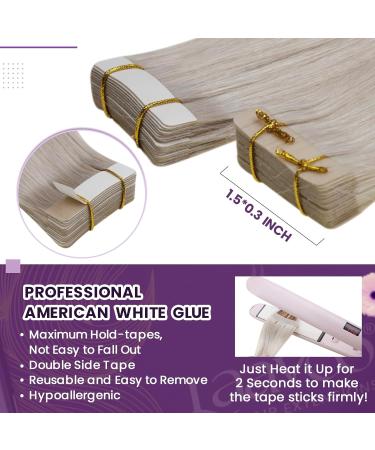 Shop Laavoo Real Hair Tape Extensions - Platinum Blonde Invisible Skin Wefts | 20 Pcs 35cm #60 40g for Ultimate Volume - Buy Online on GoSupps.com