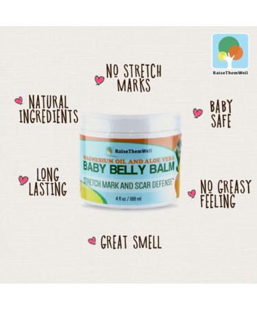 Natural Belly Balm for Pregnancy | Magnesium Oil Aloe Vera Jojoba Lavender & Beeswax | 4 fl oz - Soothing & Nourishing - Buy Online on GoSupps.com