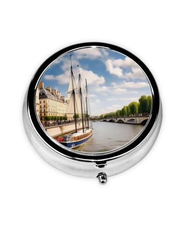Seine Sailinground Pill Box 3 Compartment Round Pill Box Organizer Portable Travel Pill Box for Traveling.