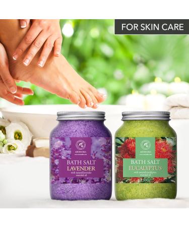 Buy Bath Sea Salt Set 2x46Oz - Lavender & Eucalyptus Aromatherapy - Natural Essential Oils for Relaxation & Spa Care - Buy Online on GoSupps.com