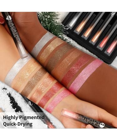 DE'LANCI Liquid Glitter Eyeshadow Set - High Pigmented Quick-Drying Metallic Shades - Long Lasting Eye Makeup in Gold, Silver, Pink, Red, Brown & Nude - Perfect Christmas Gift - 6 Colors - Buy Online on GoSupps.com