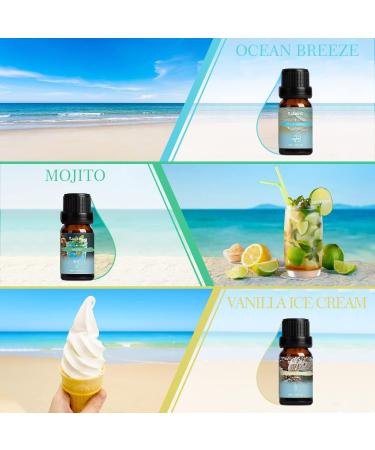 Salking Summer Essential Oils Set - 6x10ml 100% Pure Aromatherapy Fragrance Oils for Diffuser Humidifier & Massage - Coconut Pineapple Watermelon Marine Brizz Mojito Vanilla Ice Cream - Buy Online on GoSupps.com