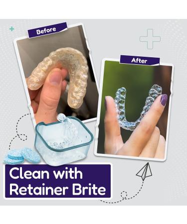 Retainer Brite Cleaning Kit Including 96 Tablets (3 Month Supply) and Case - Retainer Box Ideal for retainers mouthguard dentures invisalign. Removes Plaque and Tartar. (Black) - Buy Online on GoSupps.com