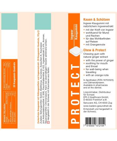 BADERs PROTECT Chewing Gum - Oral Hygiene & Dental Care | 4 Varieties 20 Squares | Buy Internationally - Buy Online on GoSupps.com
