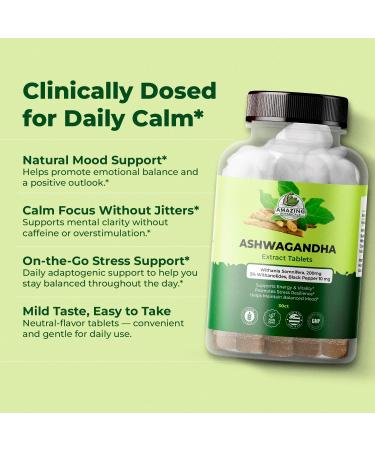 Organic Ashwagandha Root Extract Tablets - High Potency 30:1 - 200mg Ashwagandha Tablets Made With 10mg Organic Black Pepper for Enhanced Absorption - Vegan, Non-GMO, Gluten Free - 30 count - Buy Online on GoSupps.com