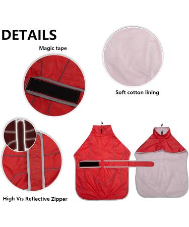 Geyecete Dog Jacket Adjustable Lightweight Raincoat with Reflective Straps and Harness Hole with Adjustable Bands Greyhound-Red-S S Red - Buy Online on GoSupps.com