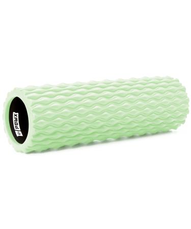 Textured Foam Rollers for Muscle Recovery  Medium-Density Back Foam Roller for Back Pain Relief & Muscle Recovery in Legs & Arms  Hollow Foam Roller for Muscle Exercises by PowX, 5.5x17.7 in. Green