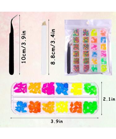 3120Pcs Diamond Nails Rhinestones for Nail Art | Colorful Fluorescence Rhinestones with Tweezers and Pen | Multi Shapes Clear AB Gemstones for Women DIY Craft - Buy Online on GoSupps.com