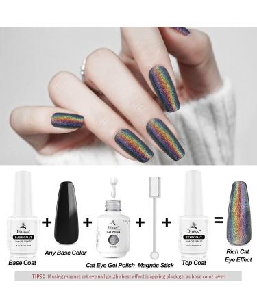 Biutee Holographic Glitter 9D Cat Eye Gel Nail Polish Kit 6 colors - Magnetic Gel Polish and Black Color Gel Soak Off UV Gel Nail Art Varnish - Home DIY Nail Art Salon - Buy Online on GoSupps.com