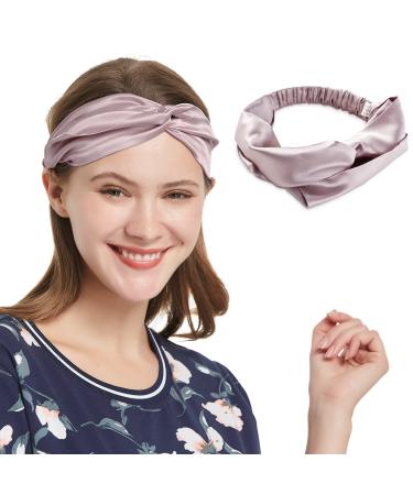 SOBONNY Pure Mulberry Silk Headband for Women and Girls  Elastic Head Hair Wrap Accessory Turban for Washing Face  Twisted Cross Hair Tie for Daily Hair Fashion or Sports(Pink)