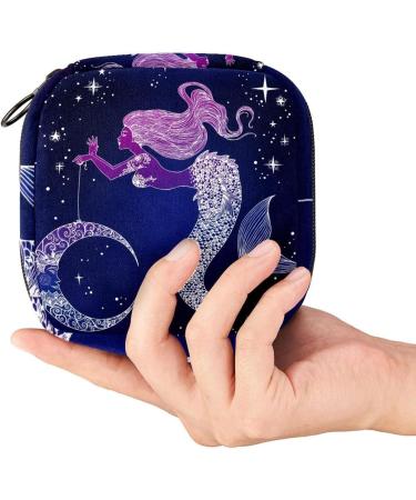 Stylish Menstruation Pad Bag with Zipper - Beautiful Moon Pattern | Women's Napkin & Tampon Collector for Girls - Buy Online on GoSupps.com