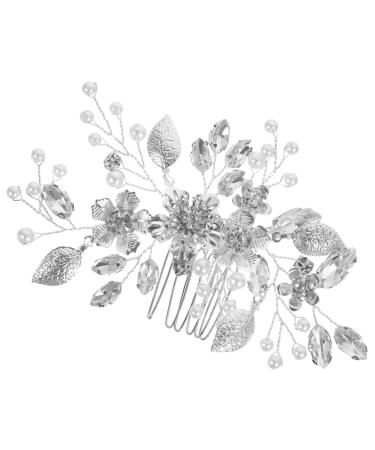Beaupretty Bridal Hair Comb Clip Tiara Hair Accessories Flower Hair Comb Rhinestone Hair Comb Hair Side Comb Rhinestone Hair Decoration Iron Sheets Bride Rhinestones Wedding