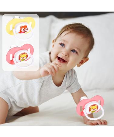 Silicone Pacifier Set for Babies Soft BPA-Free Knobbed Design Dustproof Cover 0-18 Months - Yellow & Pink - 2 Pack - Buy Online on GoSupps.com