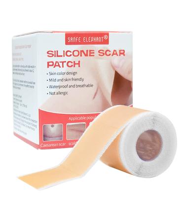 SANFE ELEPHANT Silicone Scar Sheets (1.2 x 39 Roll-1M) Silicone Scar Tape Roll Silicone Strips for Scars Reusable Professional Scar Removal Paper for C-section Surgery Burns Keloids Acne et