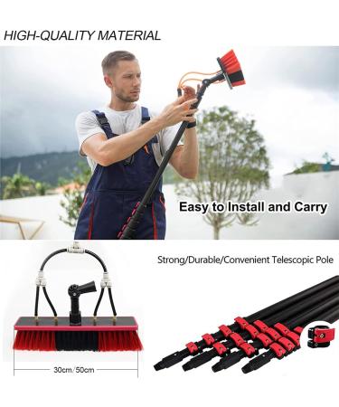 Gguwug Window Cleaning Poles Waterfed Telespole Window Cleaning | 35cm Brush Head & Squeegee | Aluminum Alloy 9M/30ft Telesrod Extension Washing Brush System professional window cleaning kit - Buy Online on GoSupps.com