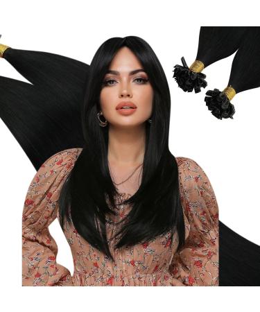 Ugeat black extensions bondings real hair extensions bonding bonding u tip hair extensions human hair black 45 cm 1 g 50 gram 50 pc #1b 18 inch 2.u tip #1 black