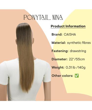 CAISHA 22 Straight Light Brown Mix Ponytail Extension | Heat-Resistant Synthetic Fiber | PH525 Light Brown Mix #4AT27B - Buy Online on GoSupps.com