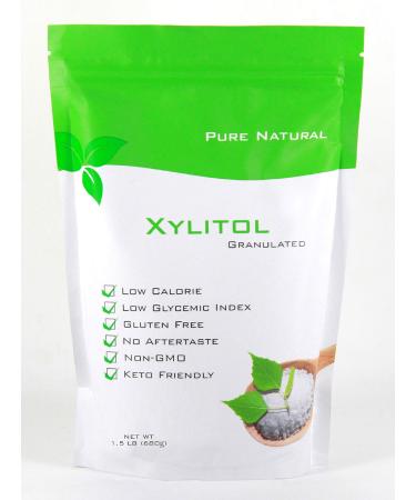 Pure Natural, Xylitol Sweetener, 1.5 lb Non GMO, Keto Friendly, Gluten Free, Sugar Free, Low Calories