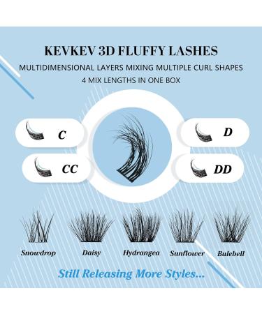 120 Pcs 3D Fluffy Eyelash Clusters - DIY Cluster Eyelash Extensions - Thin Band & Soft - Snowdrop Mix - D-10-16 - Buy Online on GoSupps.com