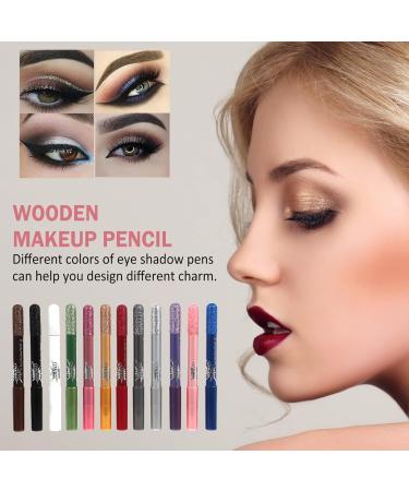 Beatifufu 12pcs Pearlescent Eyeshadow Pencil Eye Shadow Pen Makeup Eyeshadow Pencil Eye Makeup Crayon Wood - Buy Online on GoSupps.com