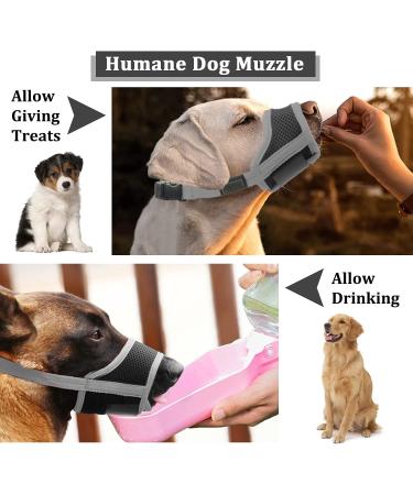 Adjustable Dog Muzzle - Velcro Fastener Breathable Mesh Safe for Barking & Chewing - XL Gray - Buy Online on GoSupps.com