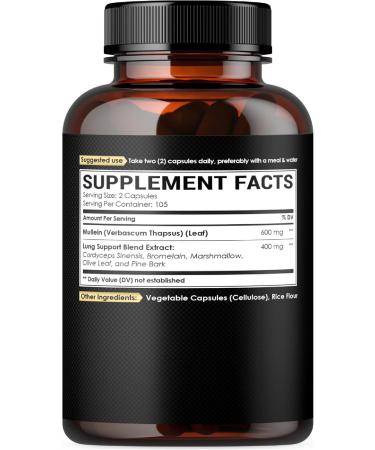 Mullein Leaf Capsules with Herbal Complex as Cordyceps Sinensis Marshmallow and More - 105 Servings 210 Count (Pack of 1) - Buy Online on GoSupps.com