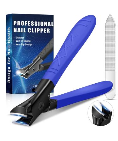 Nail Clippers for Women Men Portable Ultra Sharp Nail Clippers for Thick Nails Toenails Heavy Duty Toenail Clipper for Men Finger Nail Clipper Long Handle Professional Nail Trimmer for Adult blue