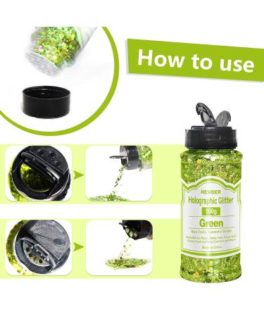 Hemoer Holographic Chunky Glitter 100g - Green Glitter for Resin Nails Face & Craft Projects - Perfect for Festival & Party Decor - Buy Online on GoSupps.com