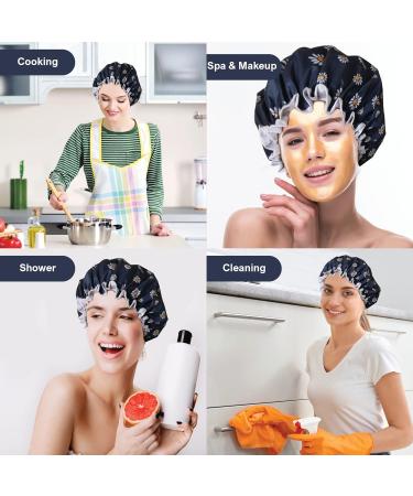 SARG Premium Double Layer Shower Cap for Women | Unique Flower Design | Reusable & Waterproof | Ideal for Long, Short, and Curly Hair - Blue - Buy Online on GoSupps.com