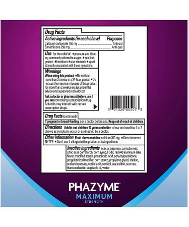 Phazyme Maximum Strength Gas & Acid Relief - Fast-Acting Cherry Flavor - 24 Chews (Packaging May Vary) - Buy Online on GoSupps.com
