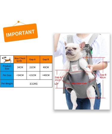 Legs Out Front Pet Dog Carrier Front Chest Backpack Adjustable Hands-Free Backpack Travel Bag for Small Medium Dog Puppy Cat Outdoor Shoulder Strap Padded (Leg Spacing 21 CM x Length 40 CM Grey) Leg Spacing 21 CM x Length 40 CM Grey - Buy Online on GoSupps.com