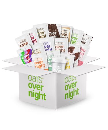 Oats Overnight - Ultimate Variety Pack High Protein, High Fiber Breakfast Shake - Gluten Free, Non GMO Oatmeal Chocolate Chip Cookie Dough, Banana Bread & More (16 Pack + BlenderBottle)
