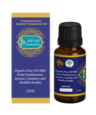 Frankincense Carterii Essential Oil 100% Pure & Organic Therapeutic Grade Aromatherapy Oil | Wild Harvested from East Africa | for Diffuser Massage & Skin Care 15ml