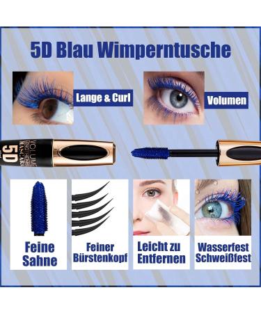 EONFAVE Silk Fiber 5D Mascara blue telescopic mascara for eyelashes waterproof and smudgeproof quickdrying nonclogging mascara long eyelashes blue eyes makeup blue 10 ml 1er Pack - Buy Online on GoSupps.com