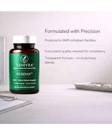Xenivra Regenix NAD+ Supplement | NAD Booster with Nicotinamide Riboside (NR) | Cellular Energy & Healthy Aging | Resveratrol & CoQ10 | 60 Vegan Capsules - Buy Online on GoSupps.com