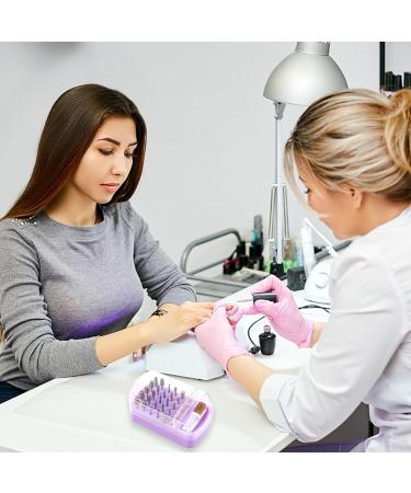 30 Holes Nail Drill Holder with Removable Cleaning Brush - 2 in 1 Storage Box for Nail Art Drill Bits & Organizers - Dust Collector Violet - Buy Online on GoSupps.com