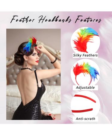 Colorful Feather Fascinator Feather Headbands Gay Pride Carnival Headdress Rainbow Headbands Wome Cosplay Feather Headdress Bridal Headpiece for Halloween Wedding Party(Rainbow) - Buy Online on GoSupps.com